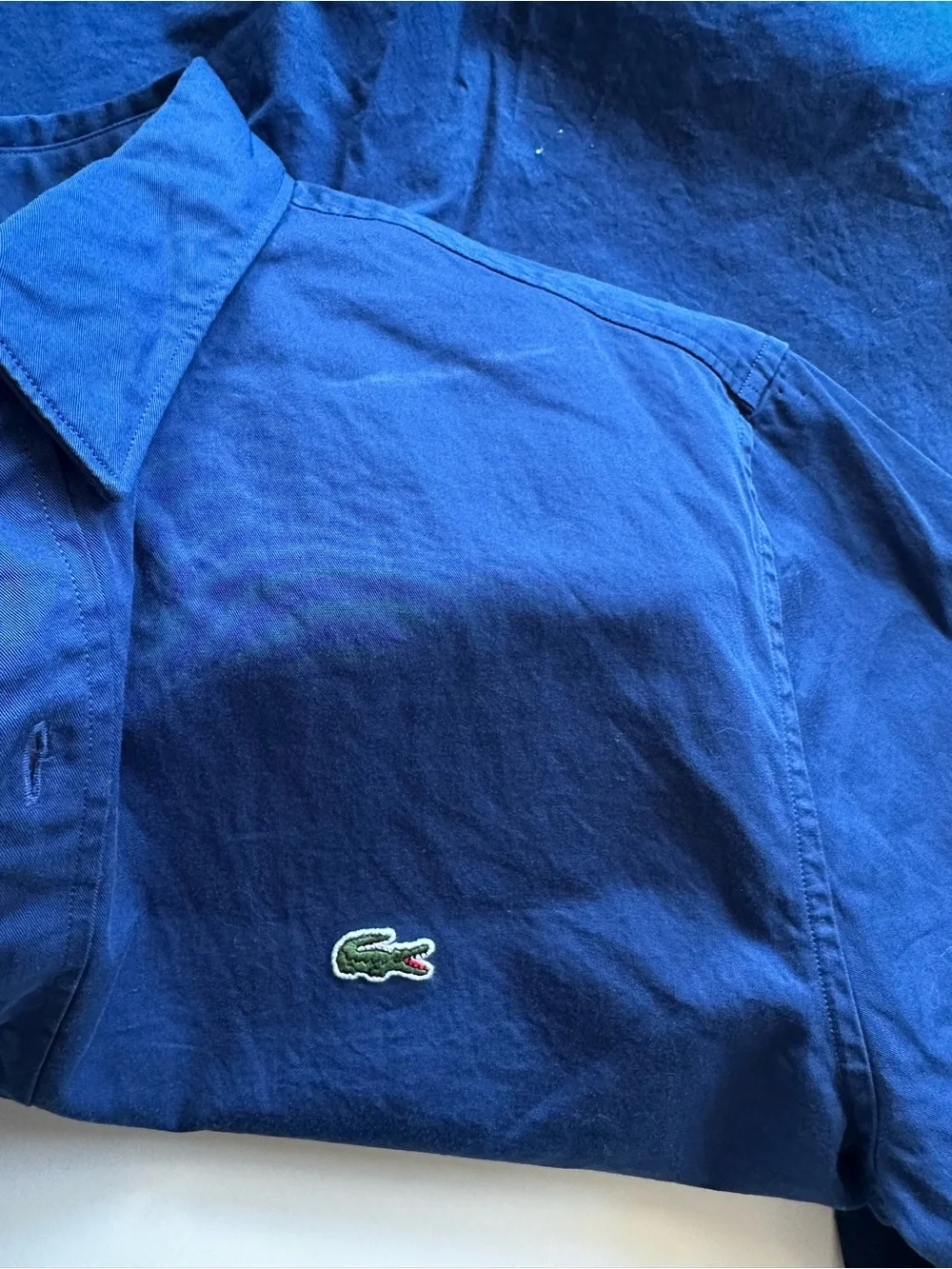 Lacoste L!VE Inkwell Blue Cotton Long Sleeve Button Down Shirt NWT 42 L Slim
